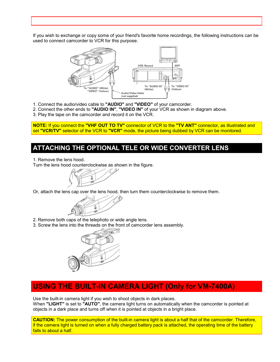 Attaching the optional tele or wide converter lens | Hitachi VTFX-6400A User Manual | Page 33 / 39