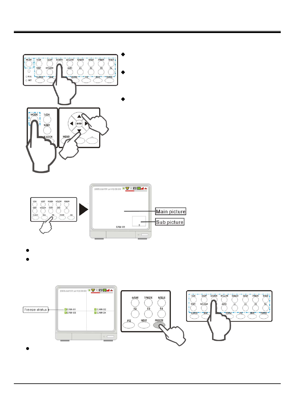 Jpeg2000 stand alone dvr user guide, 2 screen switch/osd position adjust, 3 pip view | 4 freeze view | Hitachi JPEG2000 User Manual | Page 17 / 80