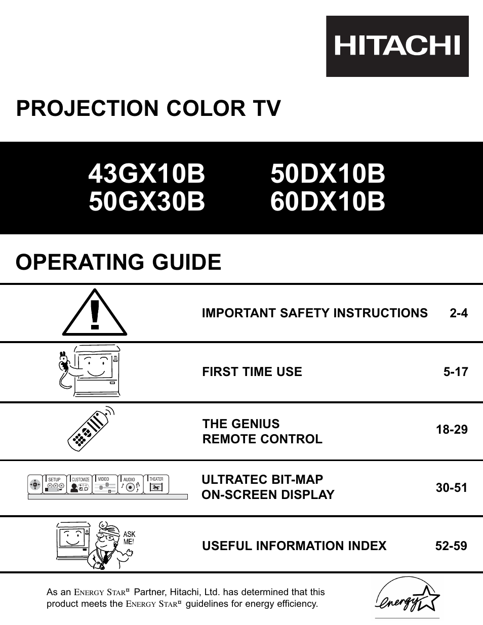 Hitachi 43GX10B User Manual | 60 pages