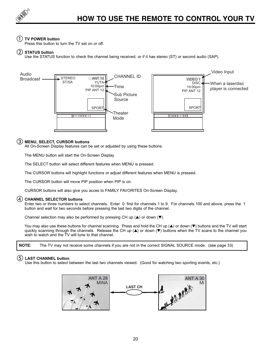 How to use the remote to control your tv | Hitachi 43GX10B User Manual | Page 20 / 60