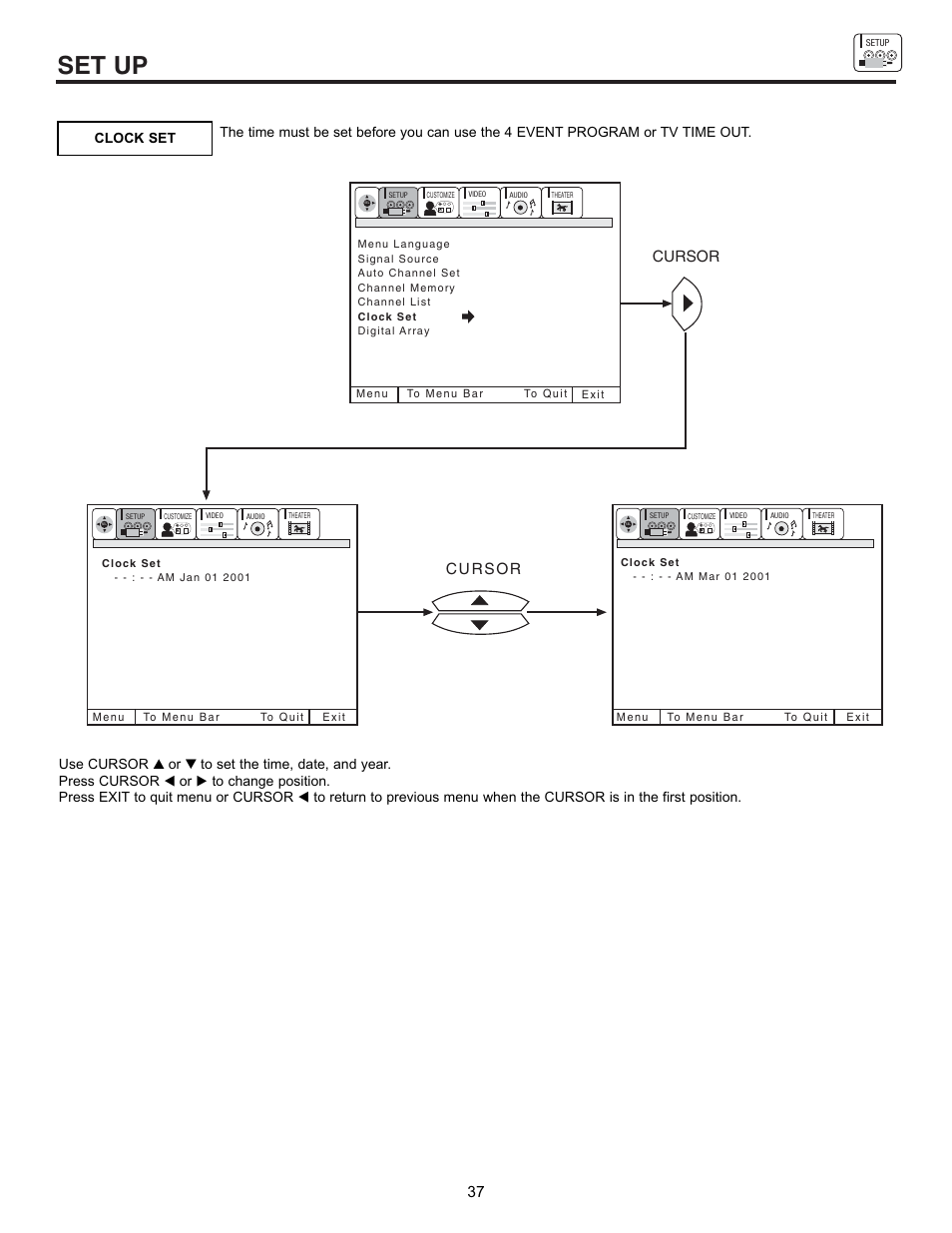 Set up | Hitachi 43GX10B User Manual | Page 37 / 60