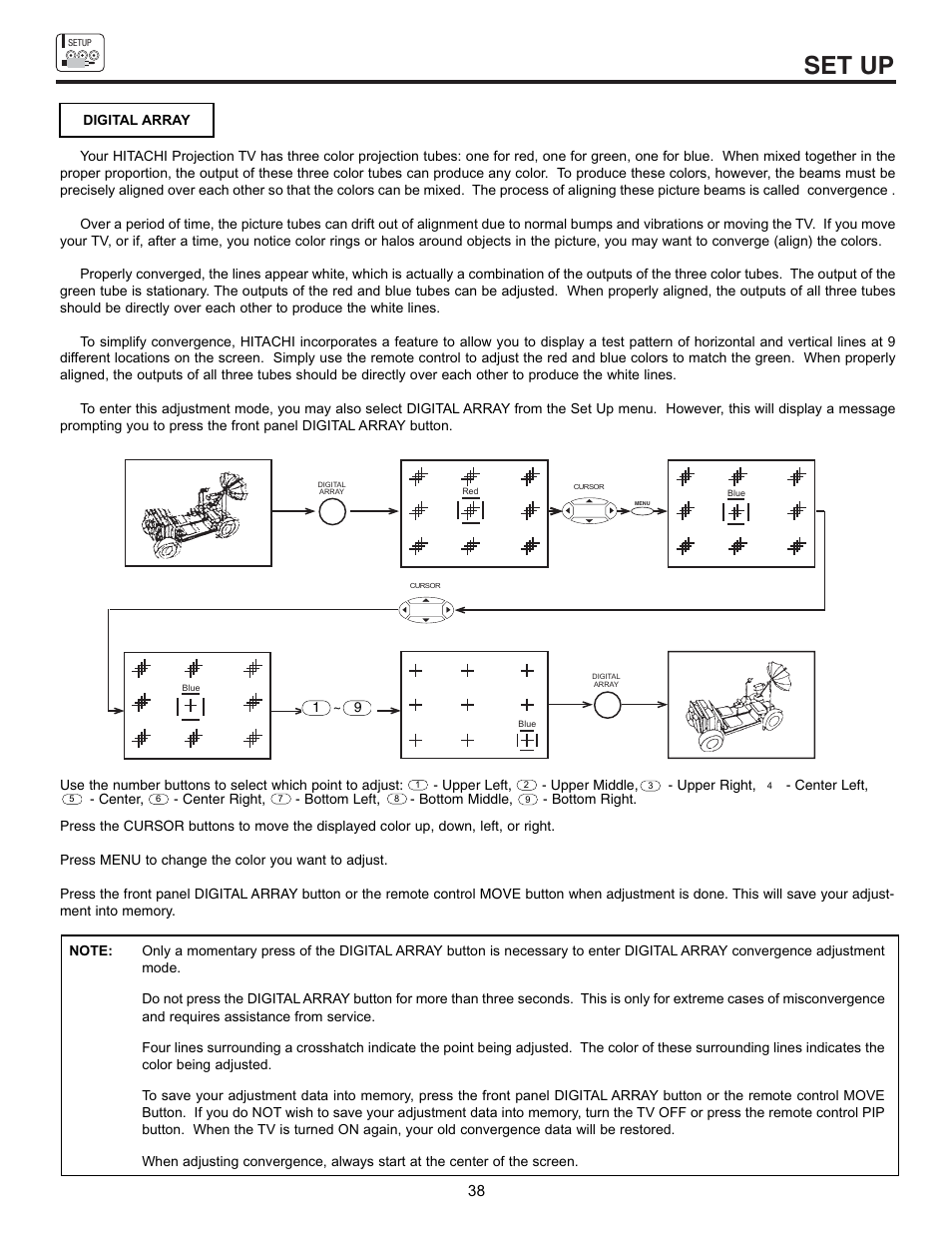 Set up | Hitachi 43GX10B User Manual | Page 38 / 60