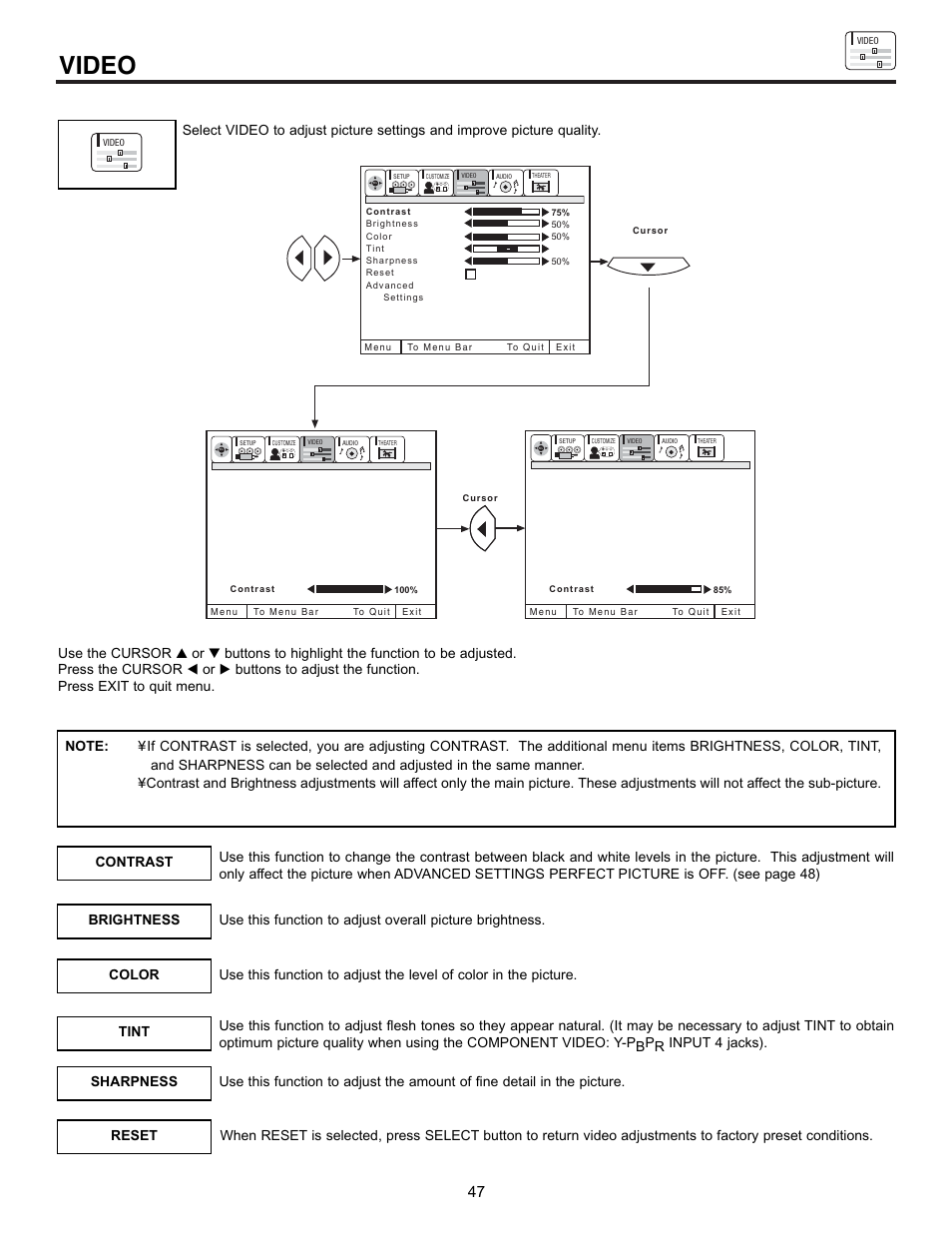 Video | Hitachi 43GX10B User Manual | Page 47 / 60