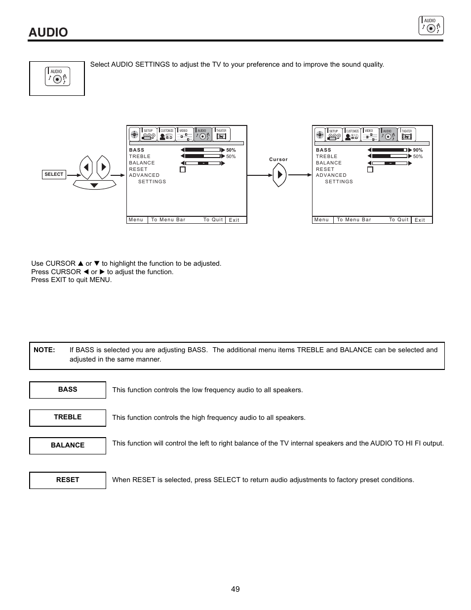 Audio | Hitachi 43GX10B User Manual | Page 49 / 60