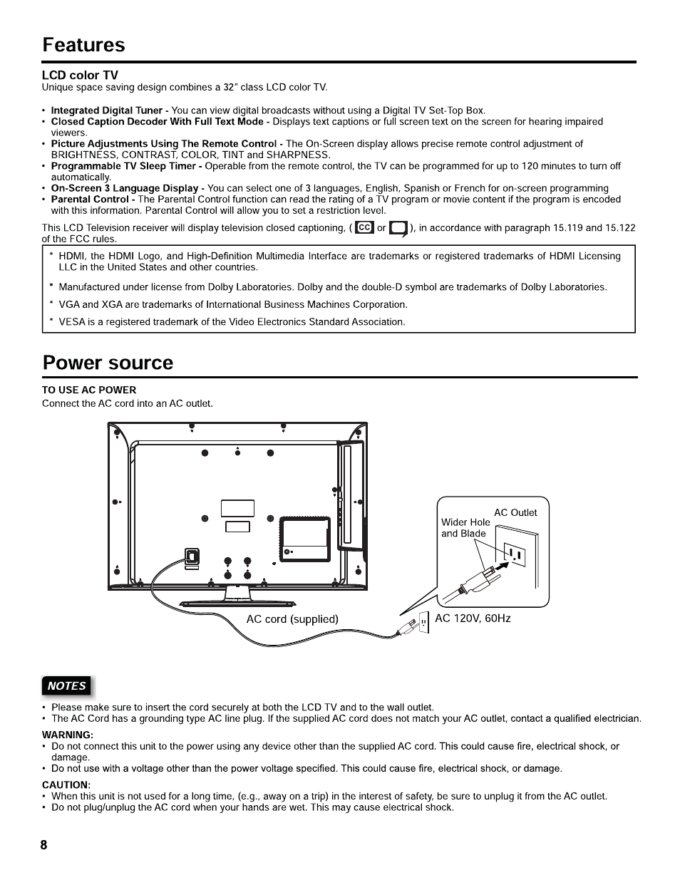 Hitachi L32C205 User Manual | Page 8 / 29