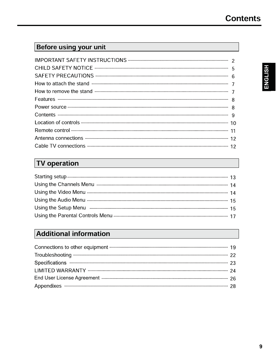 Hitachi L32C205 User Manual | Page 9 / 29
