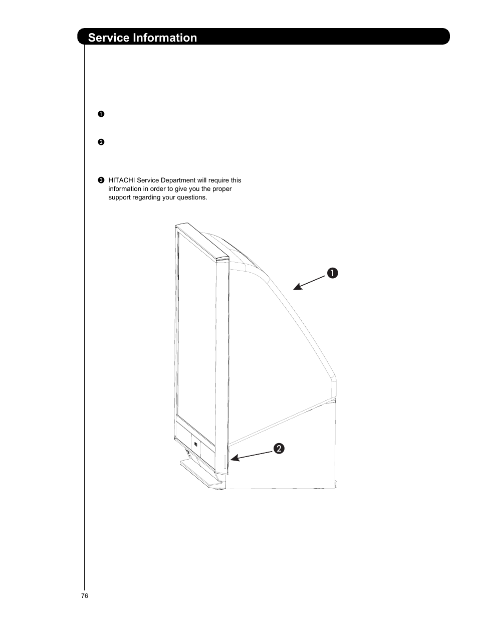 Service information | Hitachi 50VS69A 55VS69A User Manual | Page 76 / 80
