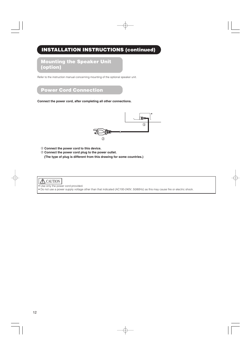 Mounting the speaker unit (option) | Hitachi 42PMA500 User Manual | Page 14 / 68