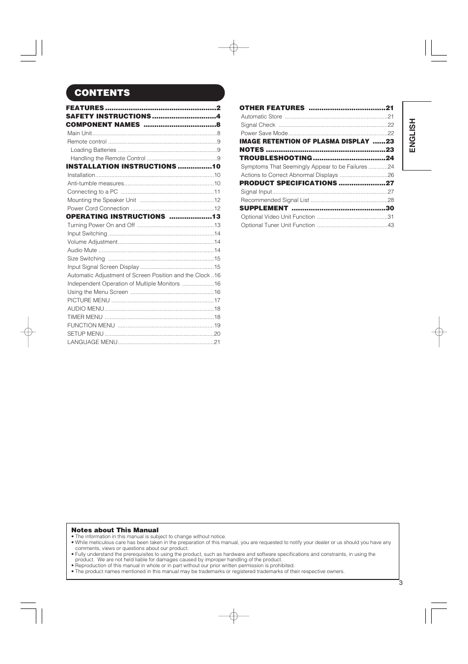 Hitachi 42PMA500 User Manual | Page 5 / 68