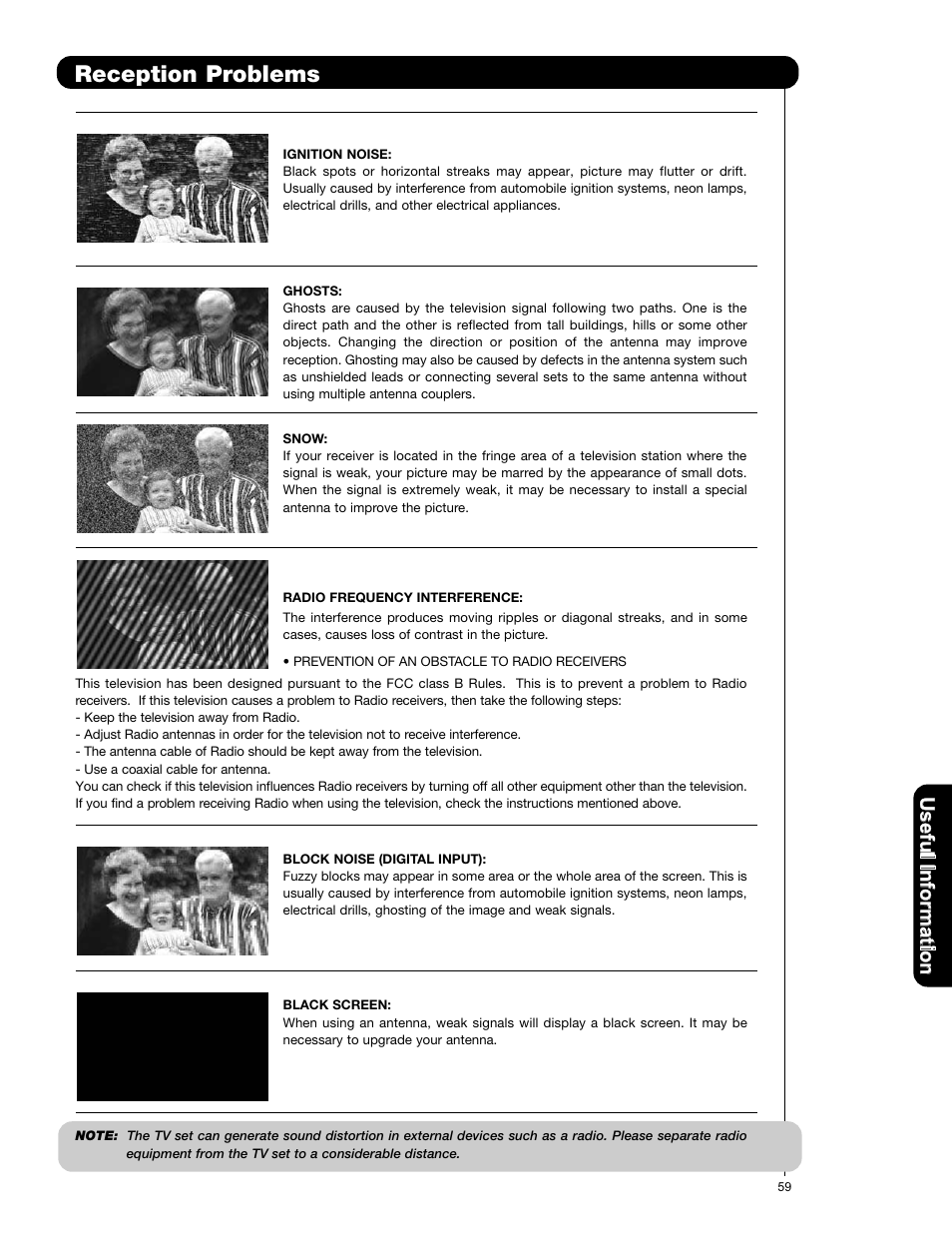 Reception problems, Use fu lin fo rm at io n l | Hitachi L42S601 User Manual | Page 59 / 142