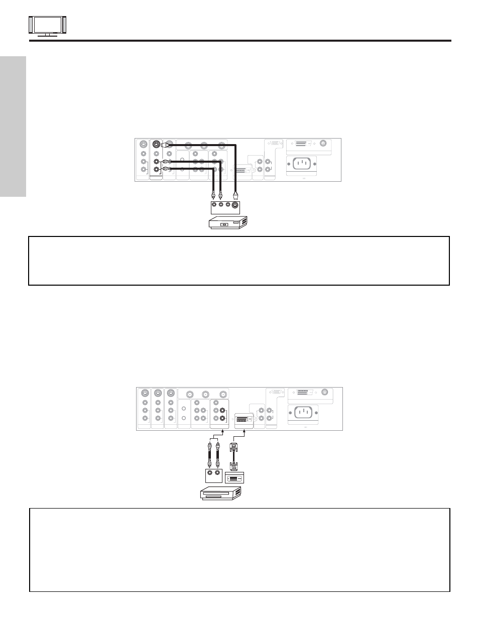 Connecting external video sources, First time use | Hitachi 42HDT55 User Manual | Page 16 / 88