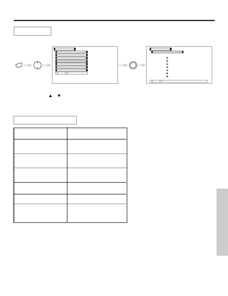 Locks, On-screen displa y, Gpg pg-13 r nc-17 x not rated (nr) | Hitachi 42HDT55 User Manual | Page 55 / 88