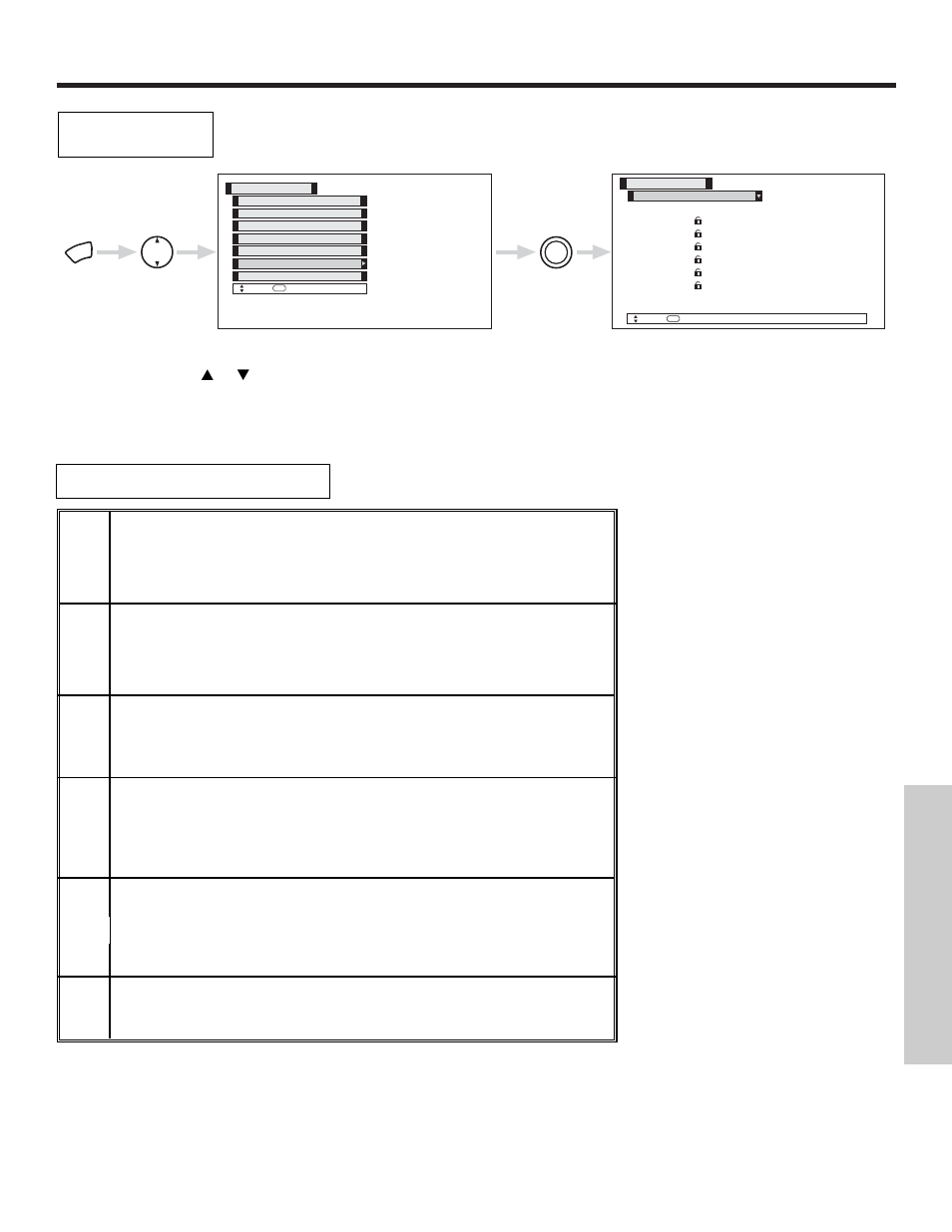 Locks, On-screen displa y, Canadian ratings (eng) | Canadian ratings english chart | Hitachi 42HDT55 User Manual | Page 57 / 88