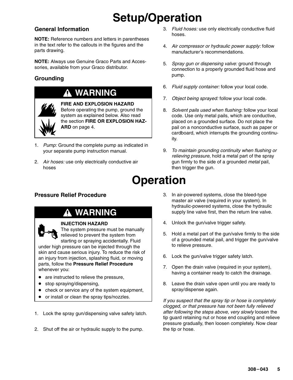 Setup/operation, Operation, Warning | Hitachi SERIES F User Manual | Page 5 / 12