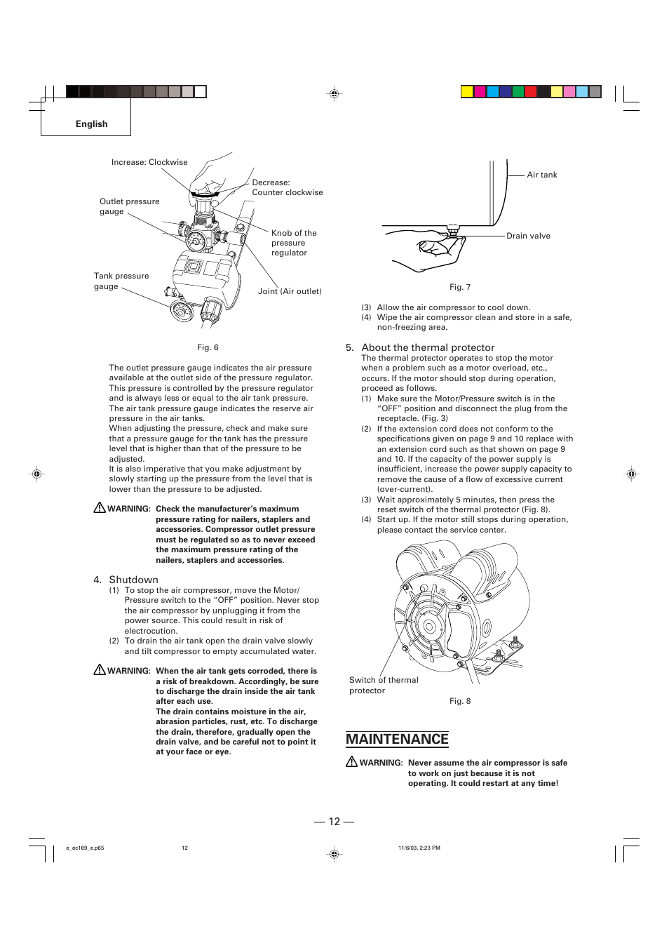 Maintenance | Hitachi EC 189 User Manual | Page 12 / 40