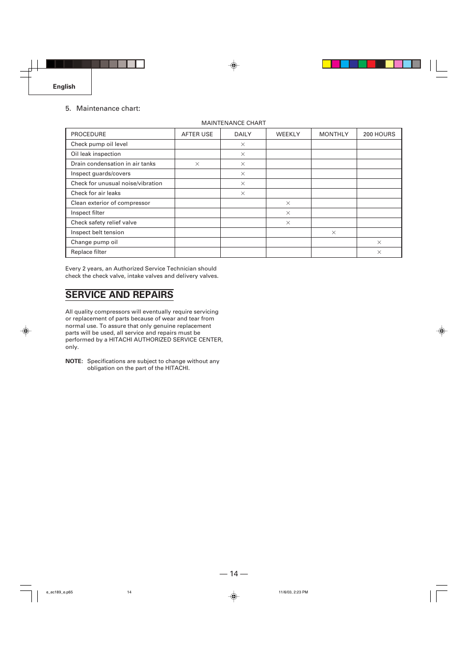 Service and repairs | Hitachi EC 189 User Manual | Page 14 / 40