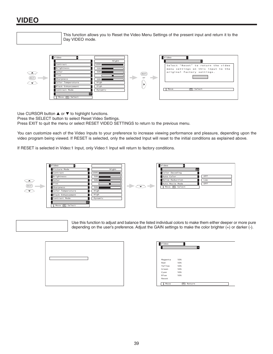 Video | Hitachi 60V525E User Manual | Page 39 / 76