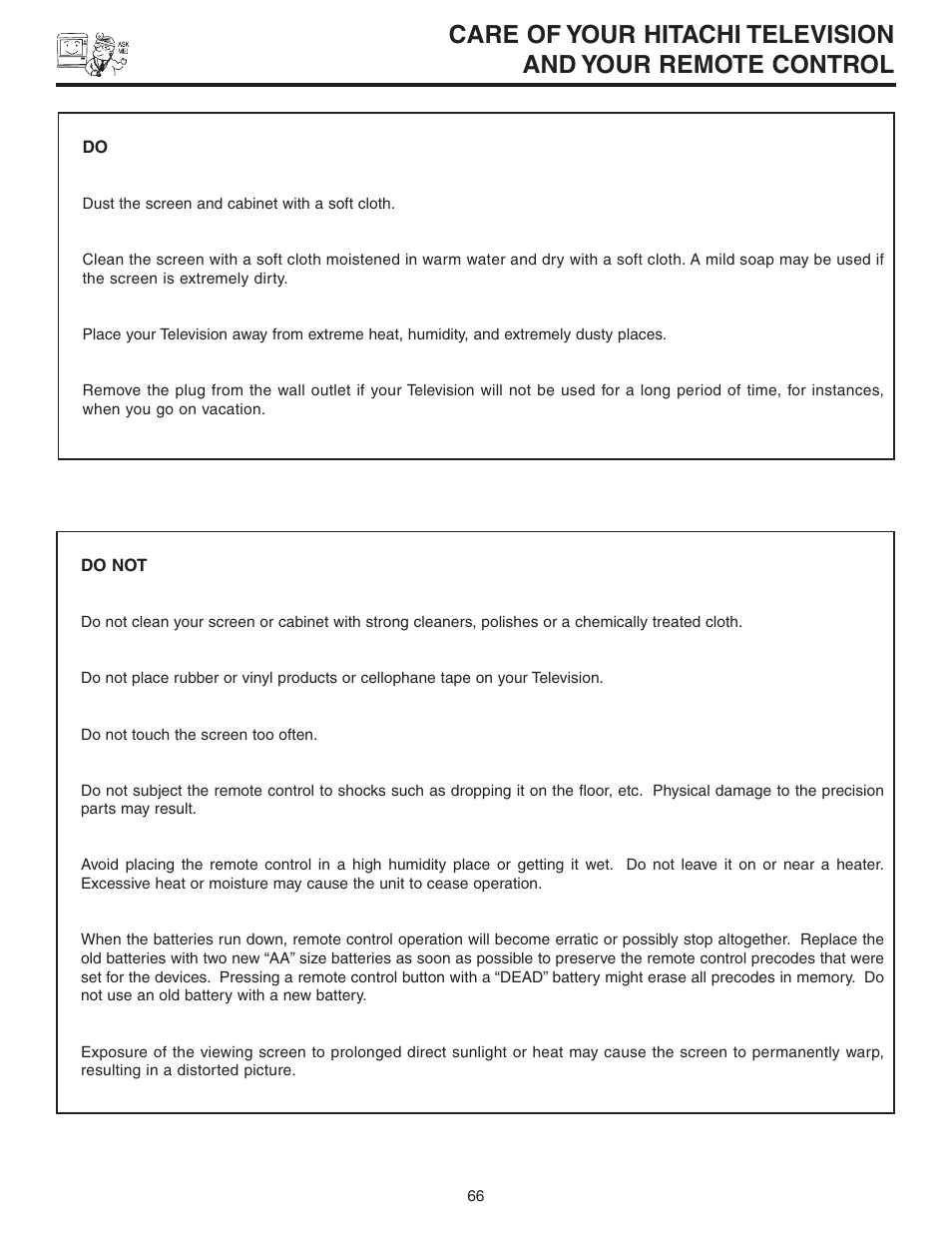 Hitachi 60V525E User Manual | Page 66 / 76