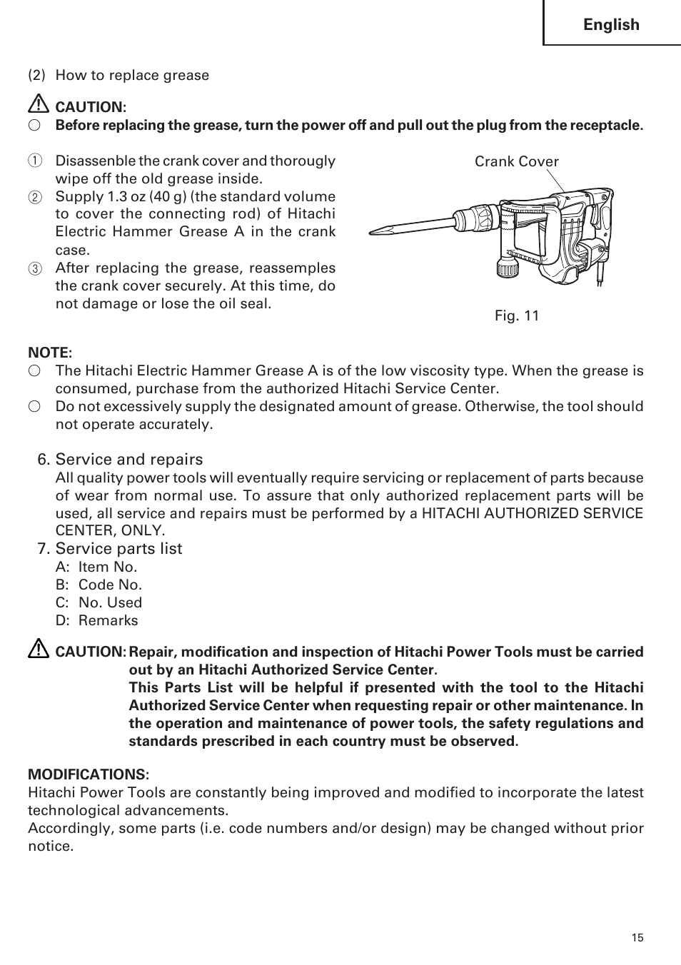 Hitachi H 45MR User Manual | Page 15 / 52