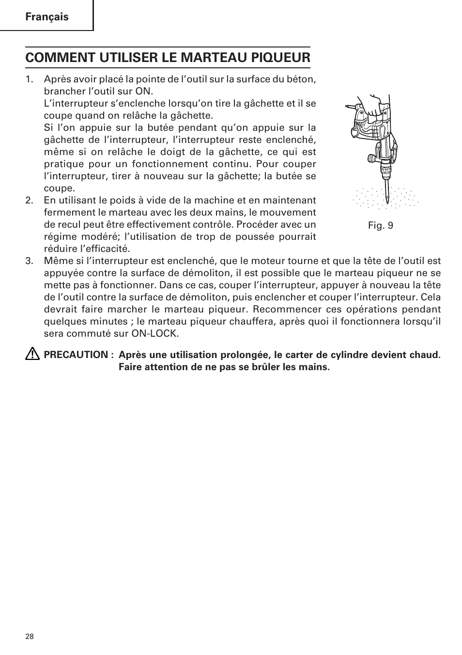 Comment utiliser le marteau piqueur | Hitachi H 45MR User Manual | Page 28 / 52