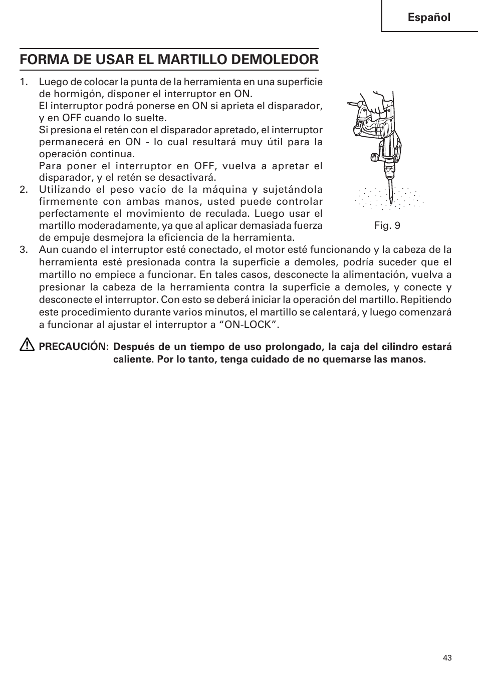 Forma de usar el martillo demoledor | Hitachi H 45MR User Manual | Page 43 / 52