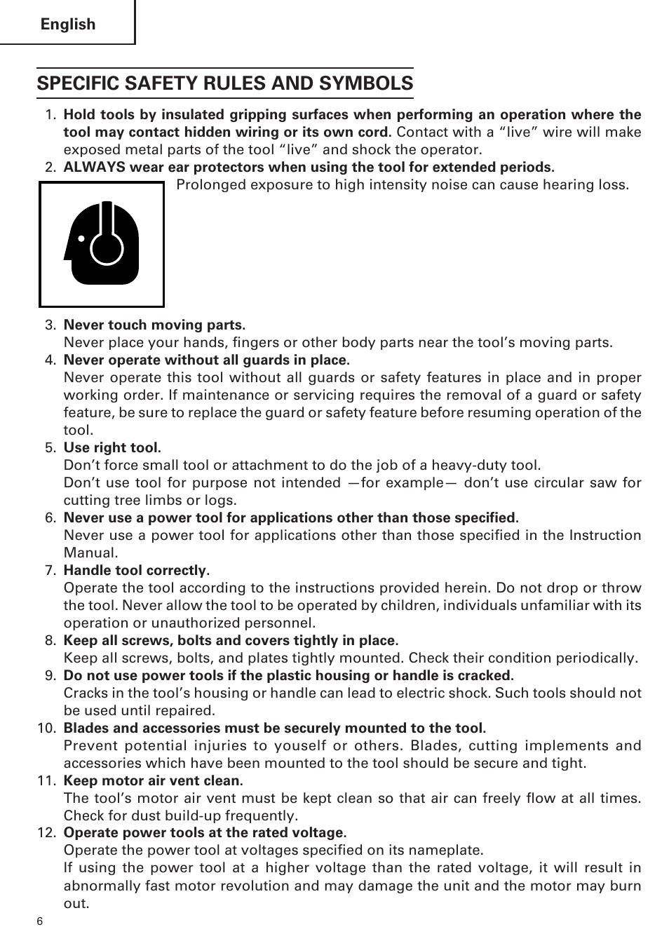 Specific safety rules and symbols | Hitachi H 45MR User Manual | Page 6 / 52