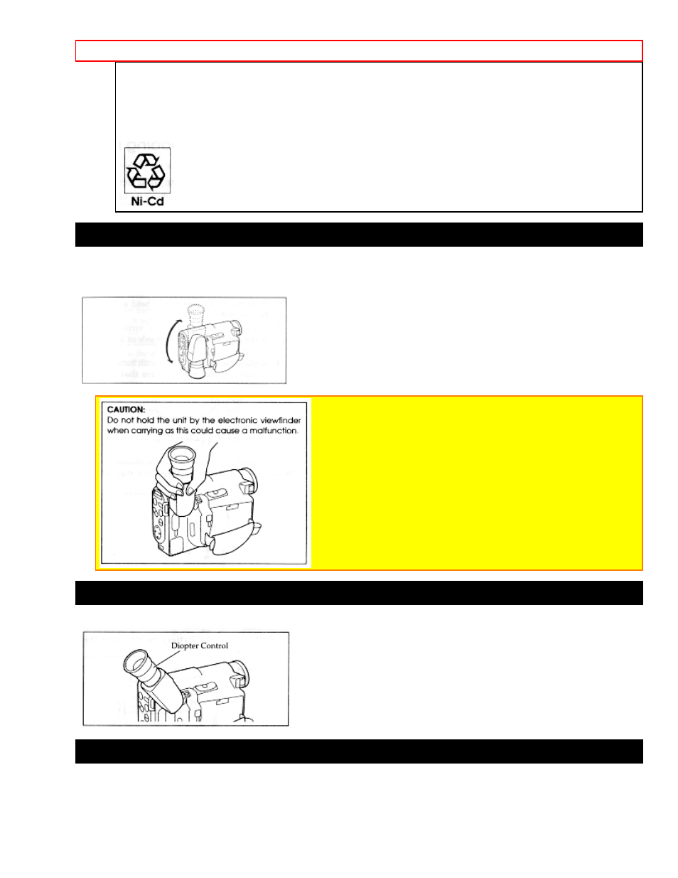 Adjusting the electronic viewfinder, Eyepiece adjustment, Adjustment the hand strap | Hitachi VM-E220A User Manual | Page 11 / 48