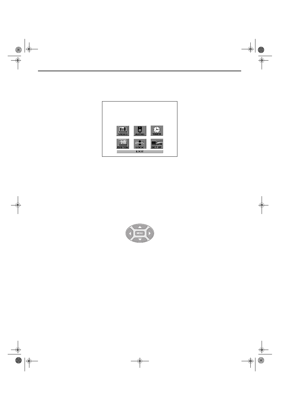 Main menu, Main menu menu button, Cursor buttons | Hitachi 27UX01B User Manual | Page 19 / 32