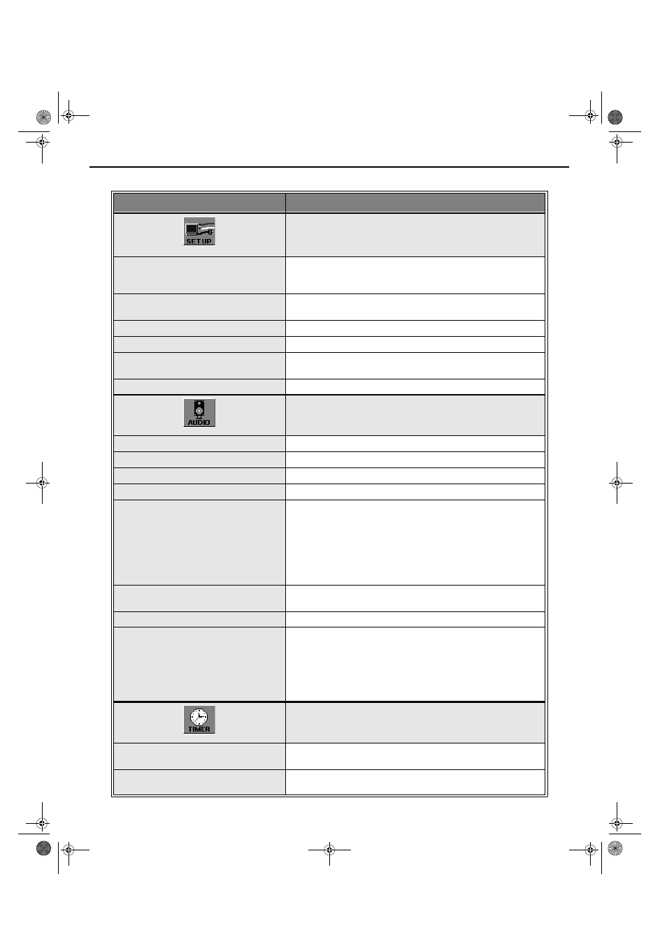 Main menu feature chart | Hitachi 27UX01B User Manual | Page 20 / 32