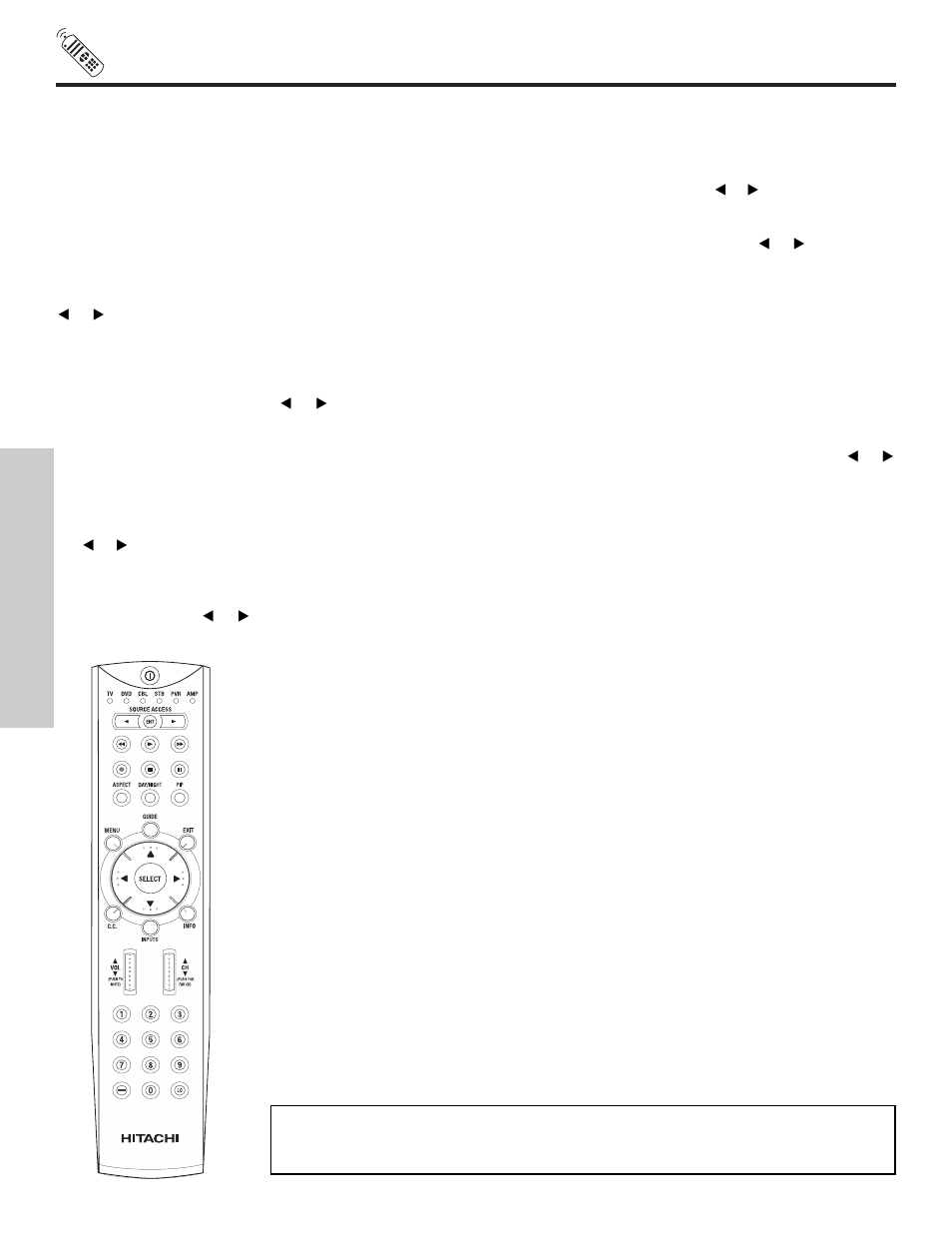 The remote control | Hitachi 51S715 User Manual | Page 20 / 84