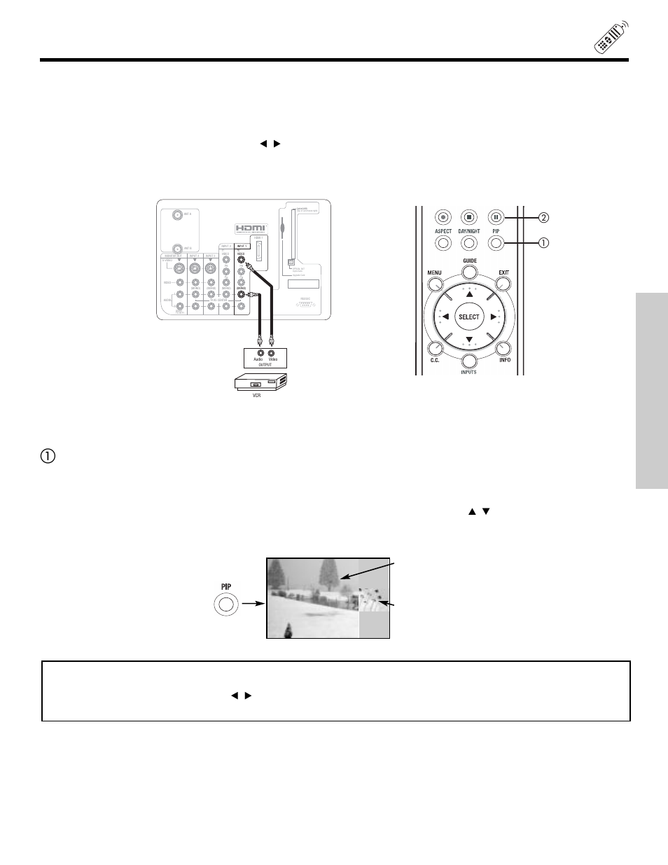 Picture-in-picture (pip), The remote control, Main picture sub picture | Hitachi 51S715 User Manual | Page 29 / 84