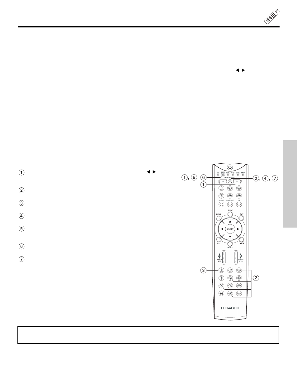 The remote control | Hitachi 51S715 User Manual | Page 37 / 84