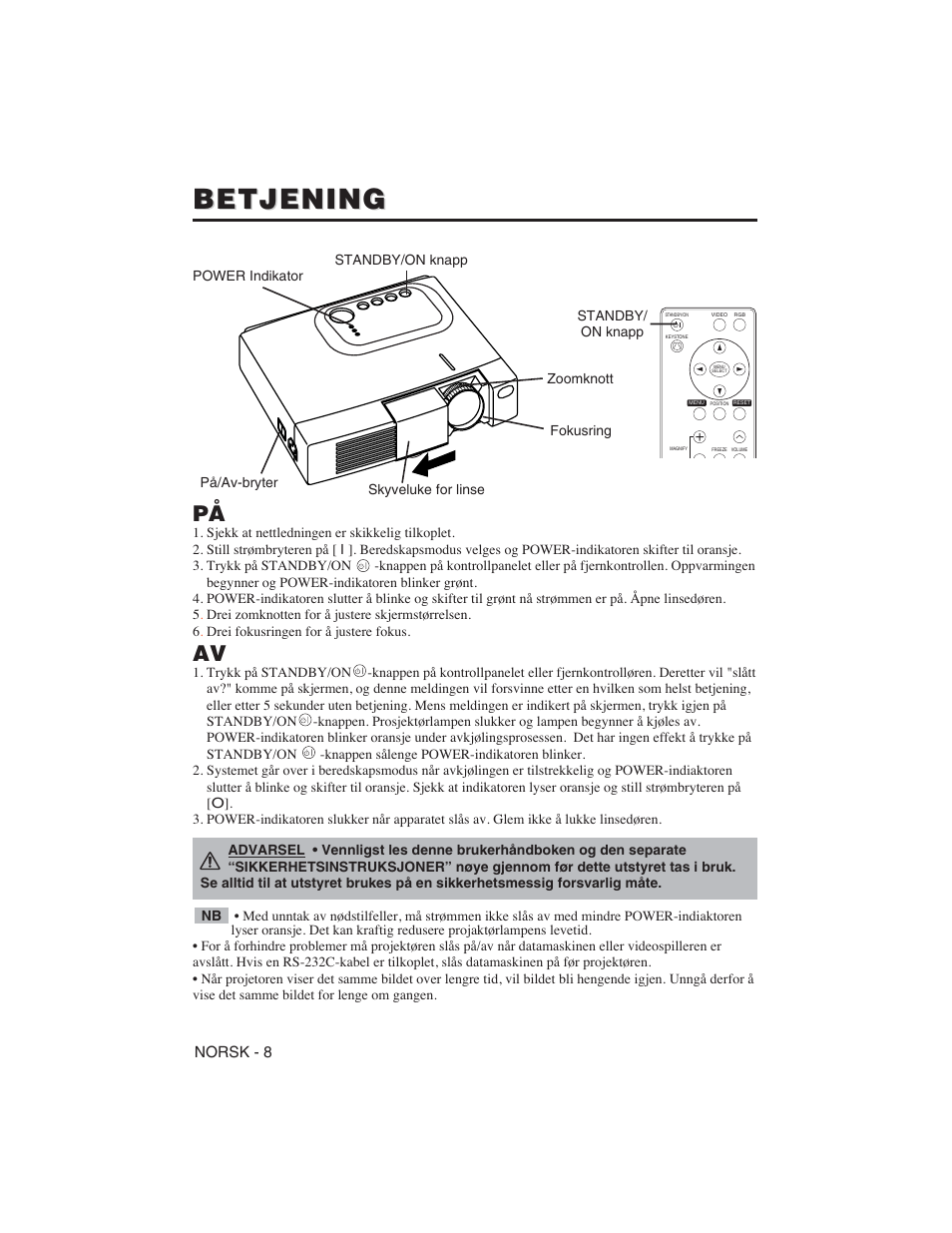 Betjening | Hitachi CP-S225W User Manual | Page 153 / 205