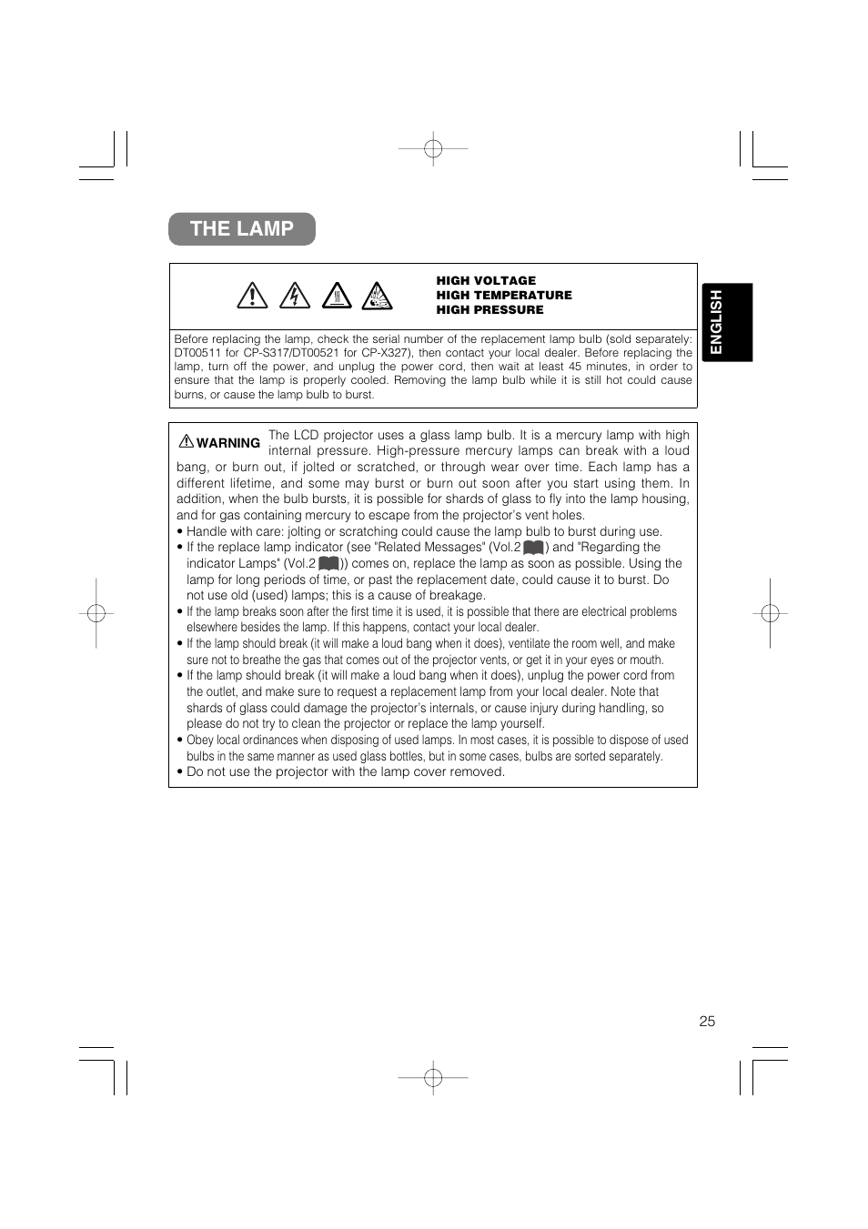 The lamp | Hitachi CP-X327W User Manual | Page 26 / 44