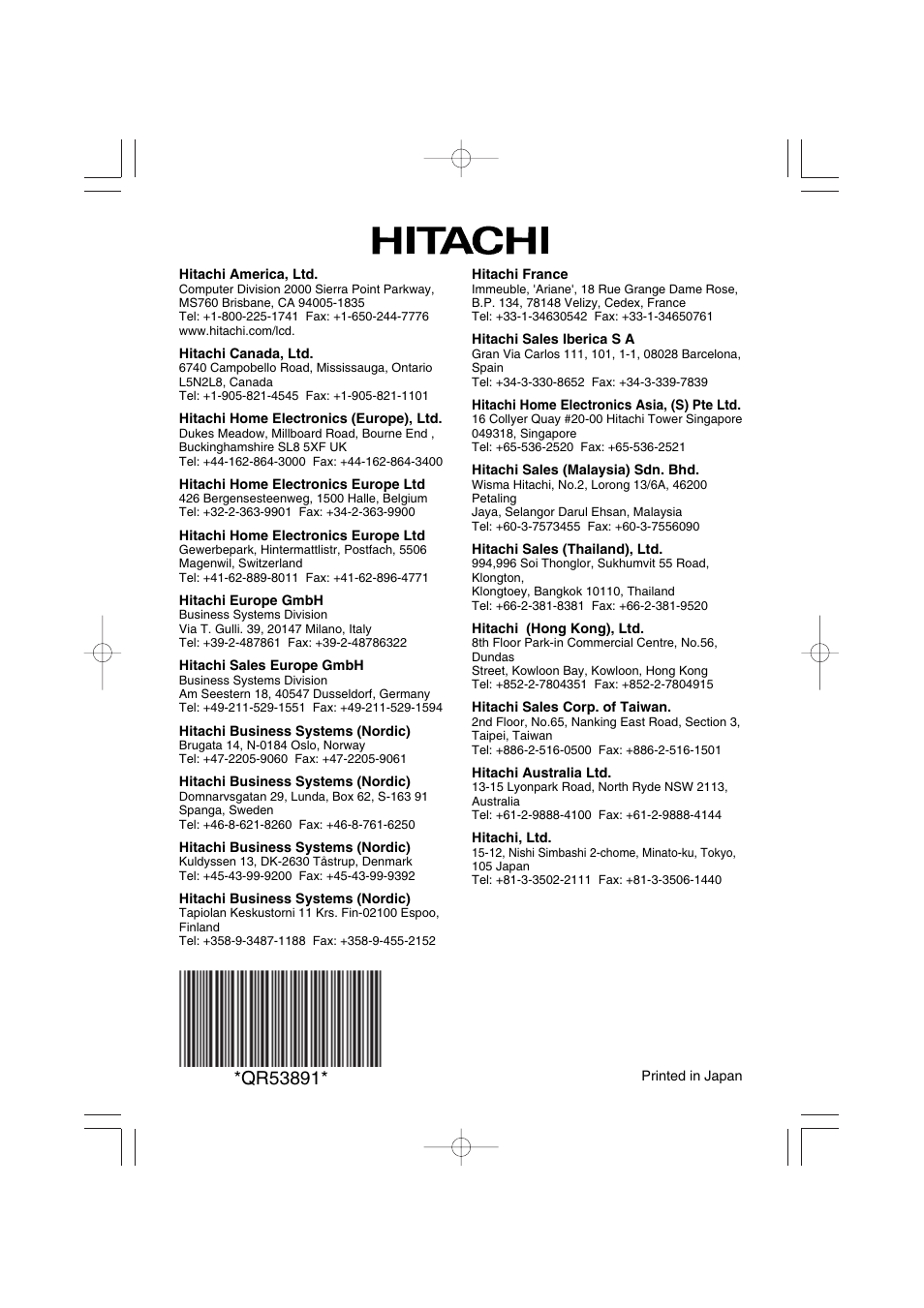 Hitachi CP-X327W User Manual | Page 44 / 44