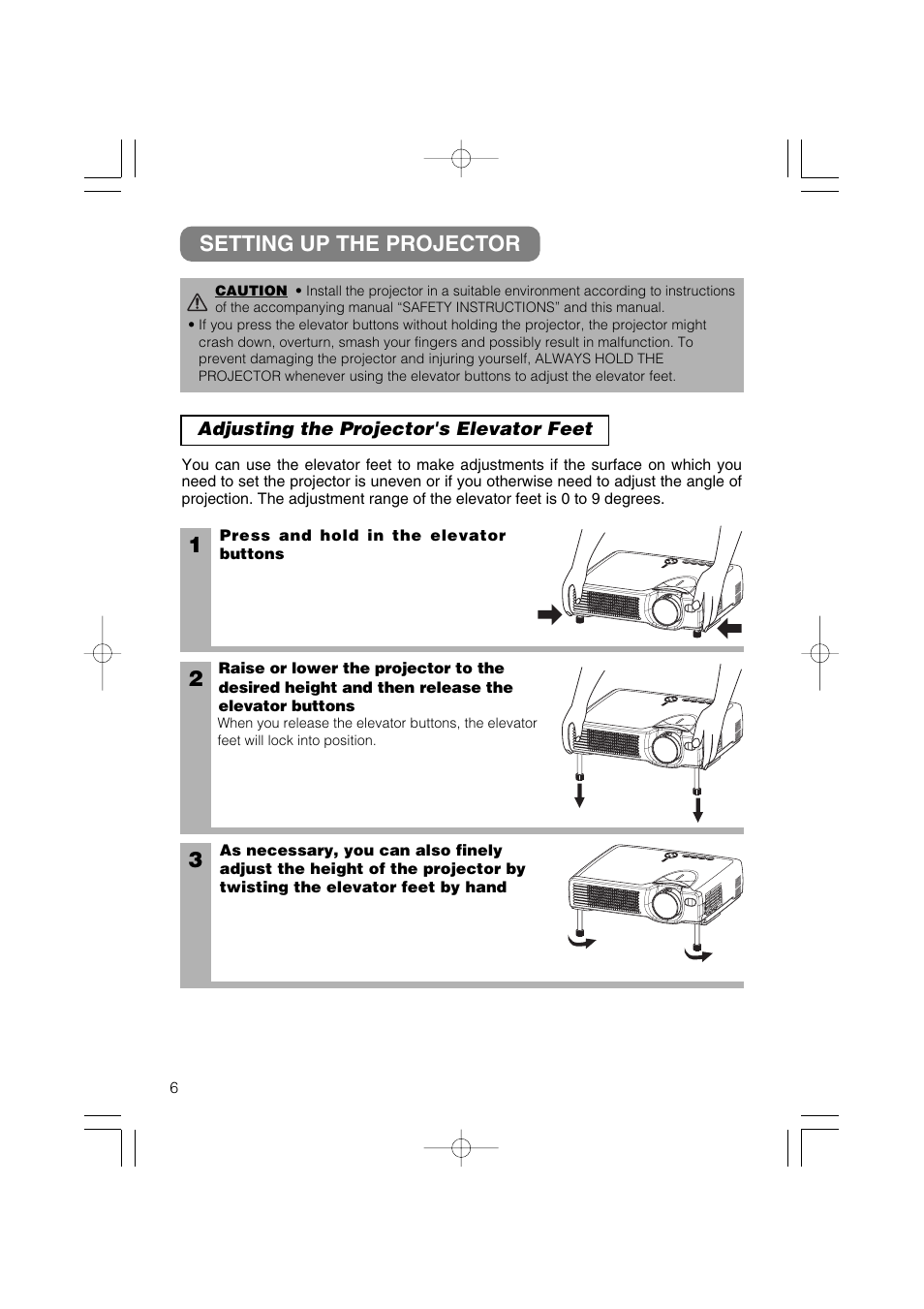 Setting up the projector | Hitachi CP-X327W User Manual | Page 7 / 44