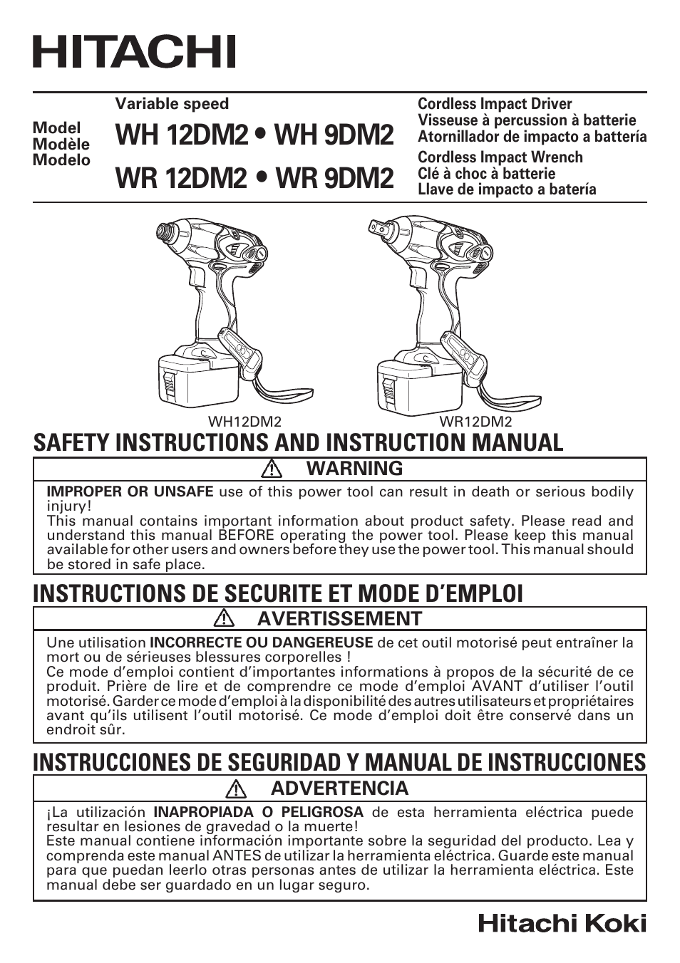 Hitachi WR9DM2 User Manual | 108 pages