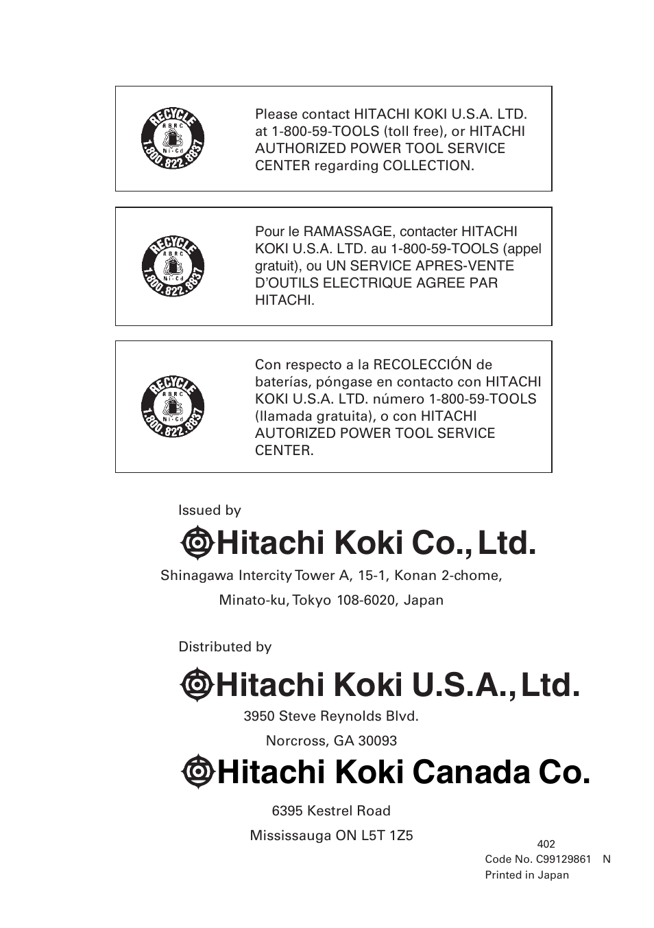 Hitachi WR9DM2 User Manual | Page 108 / 108