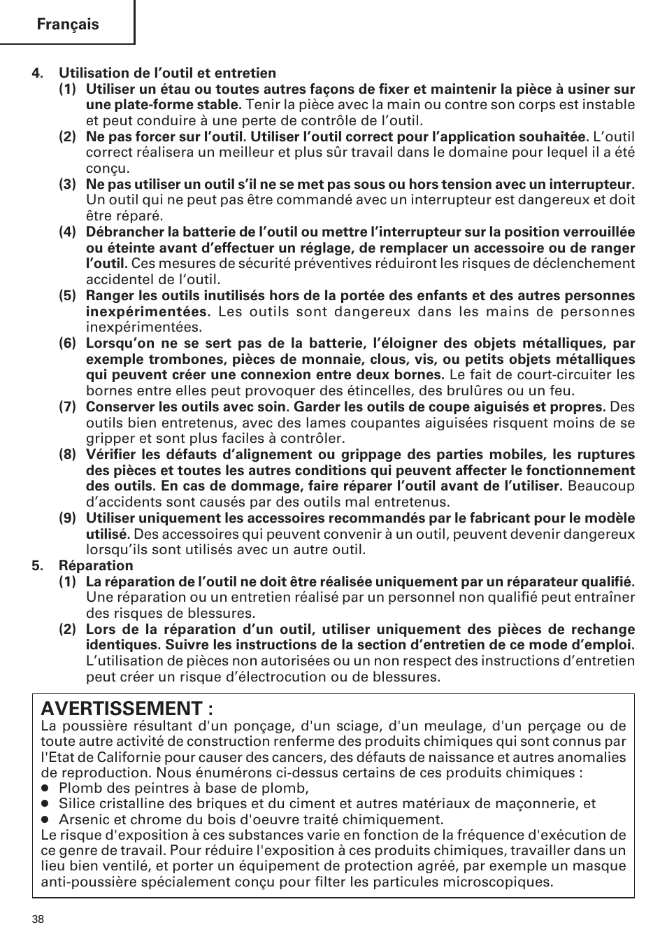 Avertissement | Hitachi WR9DM2 User Manual | Page 38 / 108