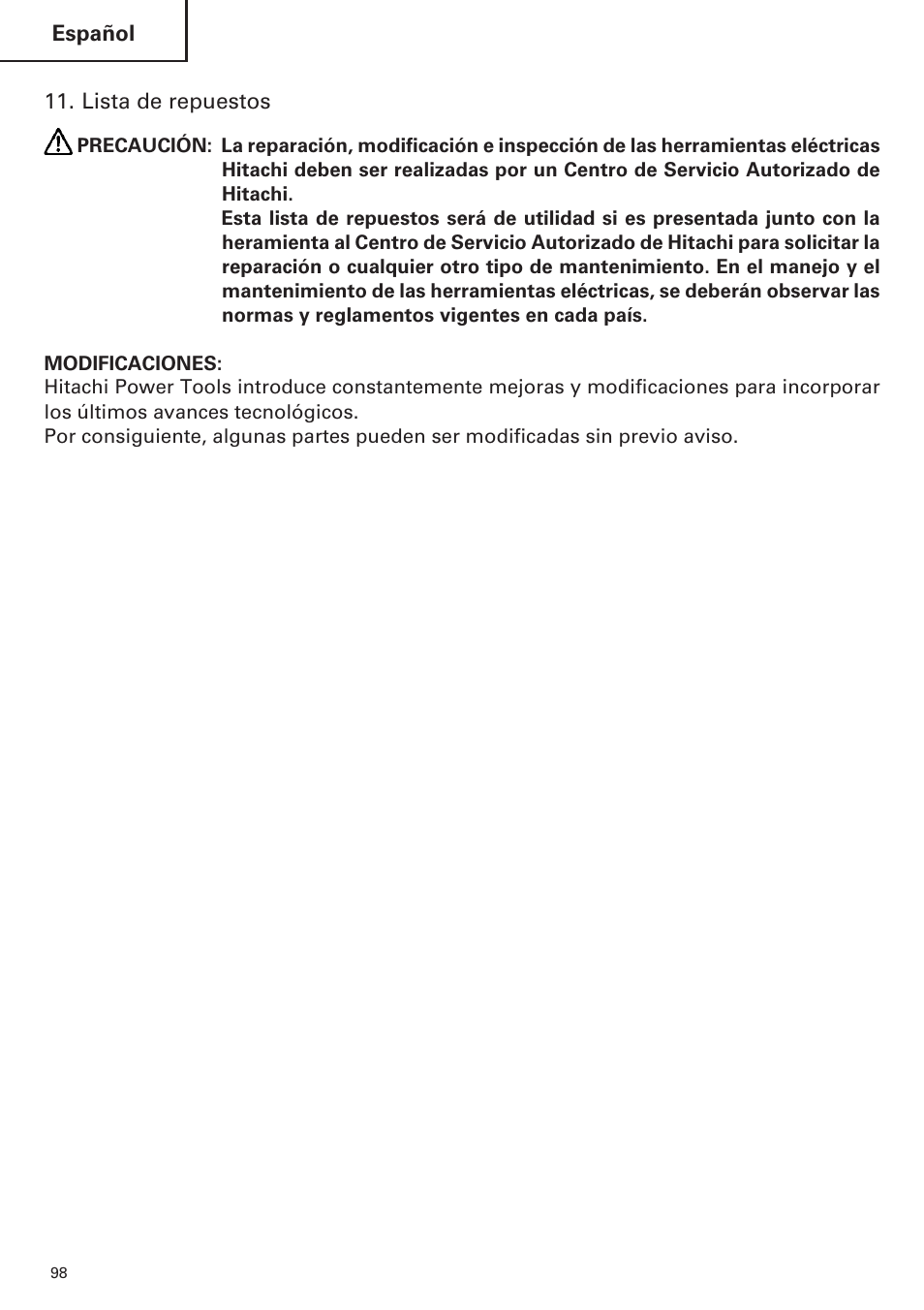 Hitachi WR9DM2 User Manual | Page 98 / 108