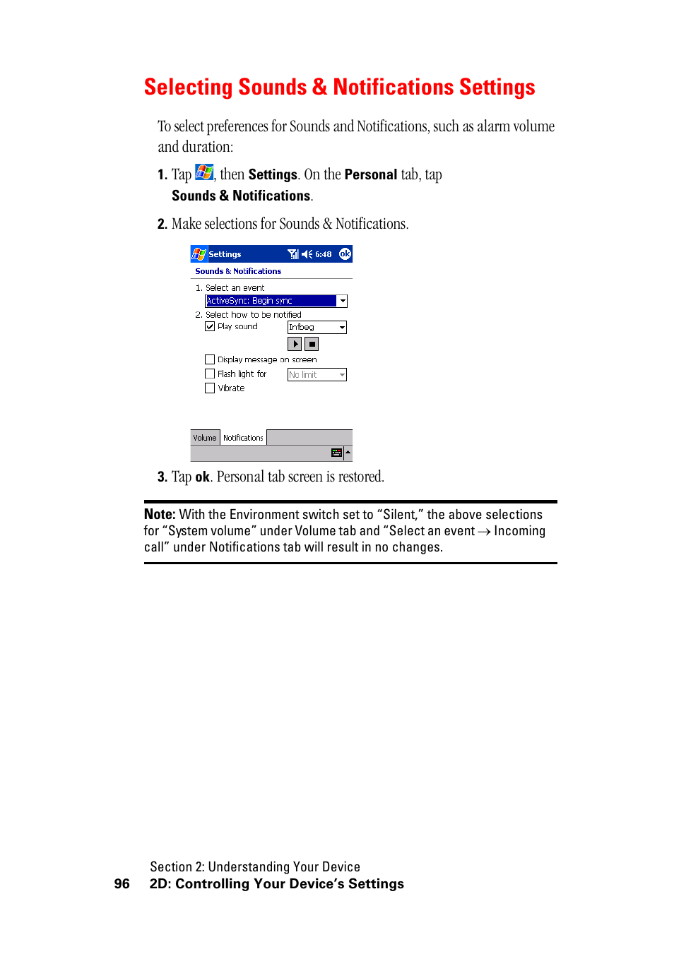 Selecting sounds & notifications settings, Selecting sounds & notifications | Hitachi SH-G1000 User Manual | Page 104 / 264