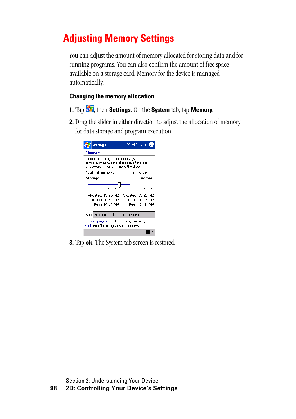 Adjusting memory settings | Hitachi SH-G1000 User Manual | Page 106 / 264