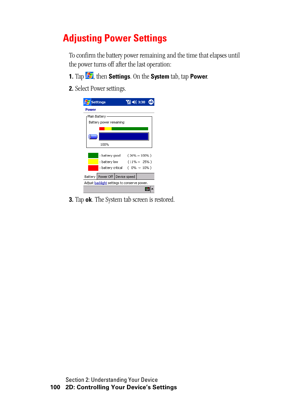 Adjusting power settings, E “adjusting power settings” on | Hitachi SH-G1000 User Manual | Page 108 / 264