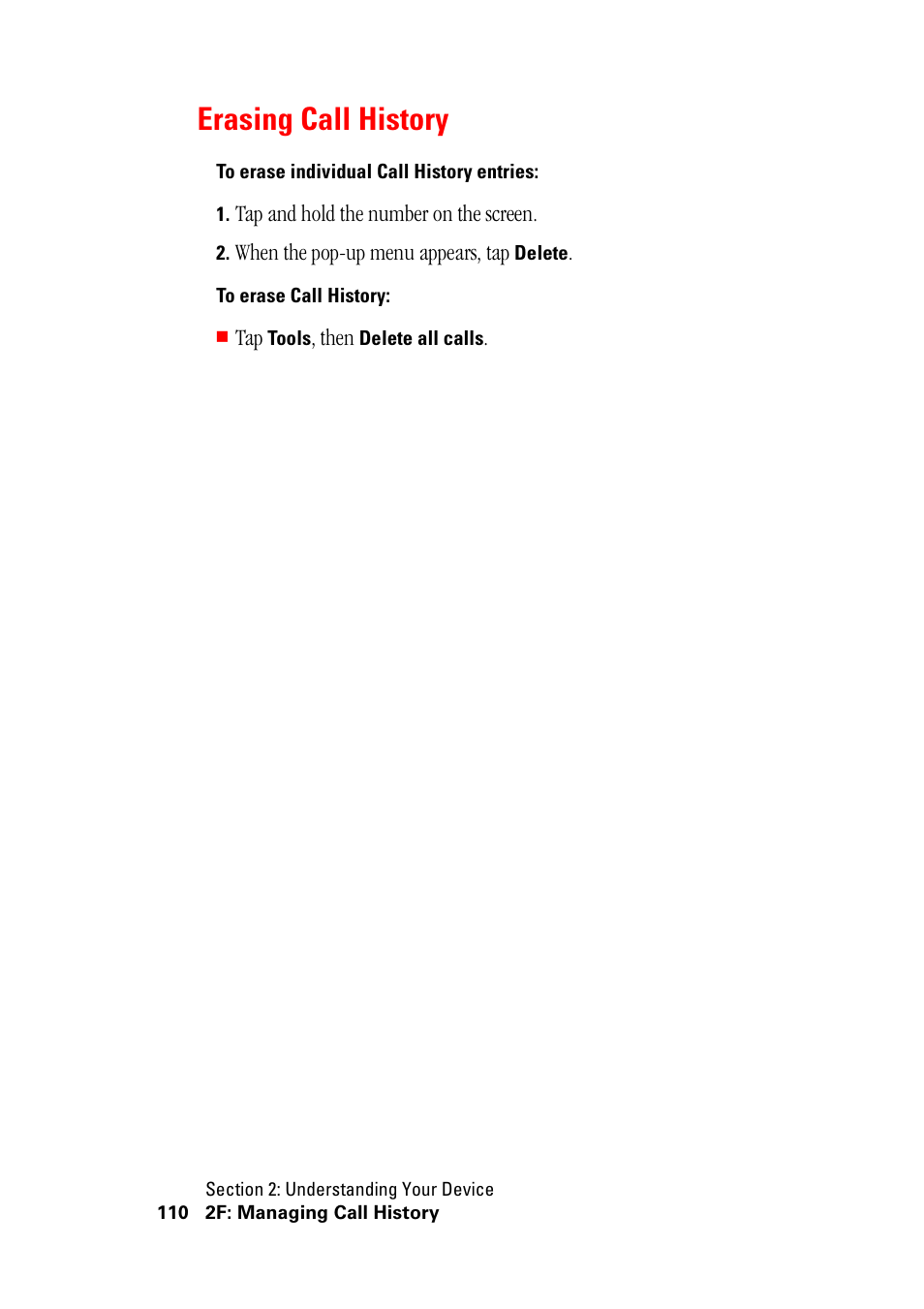Erasing call history | Hitachi SH-G1000 User Manual | Page 118 / 264