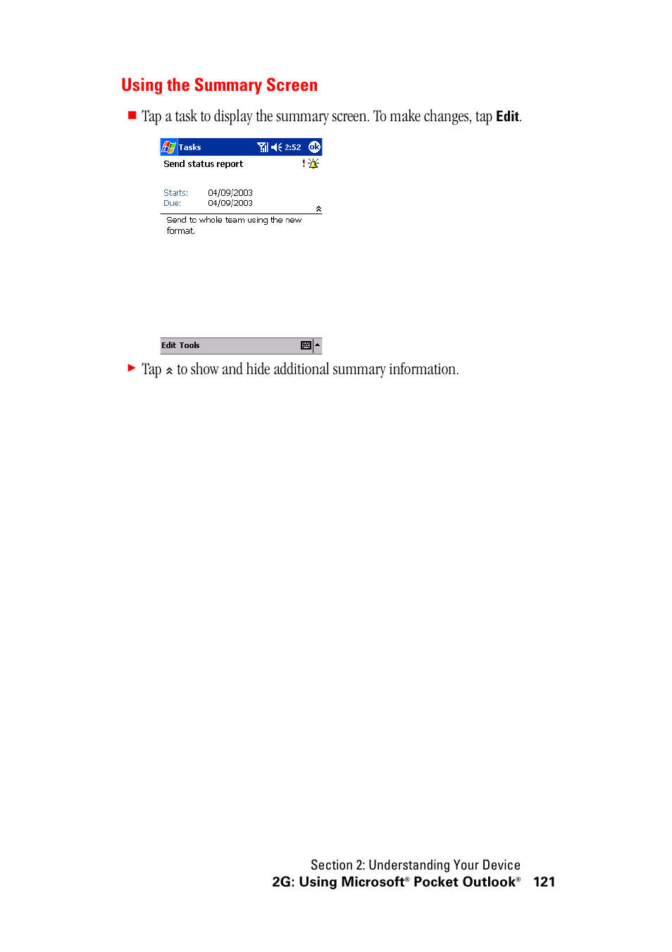 Using the summary screen | Hitachi SH-G1000 User Manual | Page 129 / 264