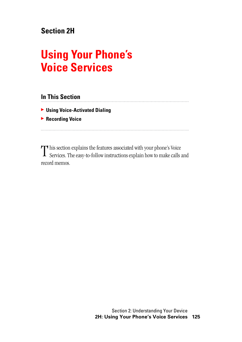 Using your phone’s voice services, 2h. using your phone’s voice services | Hitachi SH-G1000 User Manual | Page 133 / 264