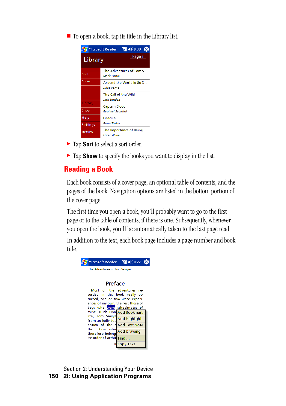 Reading a book | Hitachi SH-G1000 User Manual | Page 158 / 264