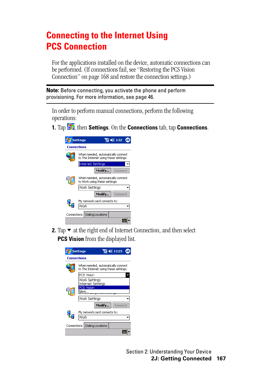 Connecting to the internet using pcsconnection, Connecting to the internet using pcs connection | Hitachi SH-G1000 User Manual | Page 175 / 264