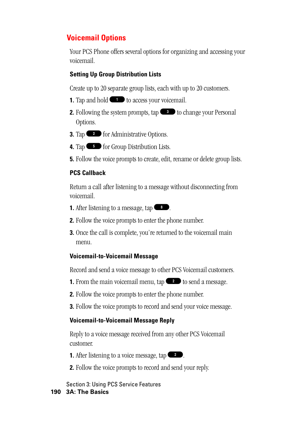 Voicemail options | Hitachi SH-G1000 User Manual | Page 198 / 264