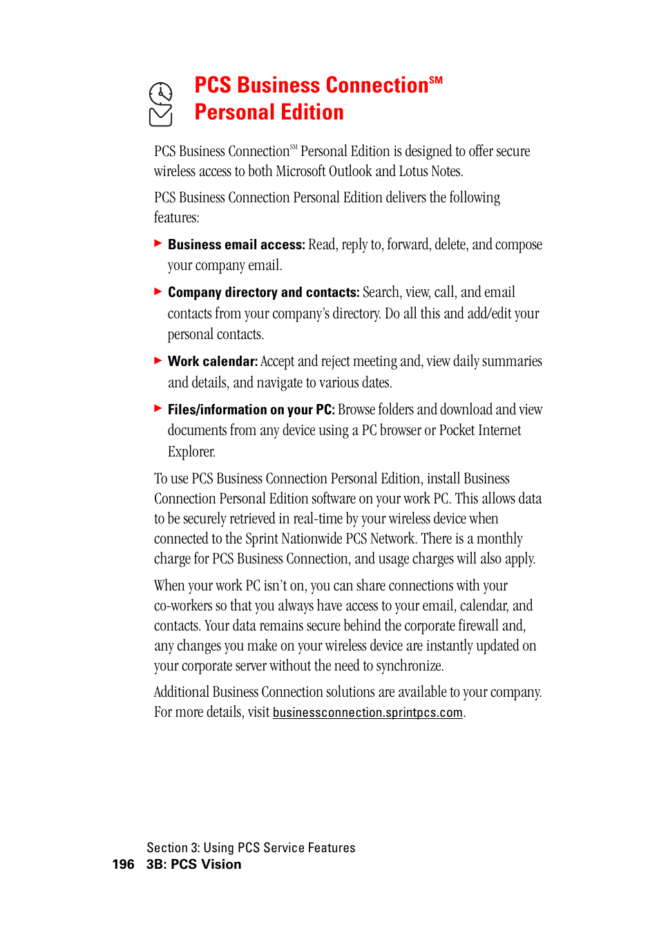 Pcs business connectionsm personal edition, Pcs business connection personal edition, Pcs business connection | Personal edition | Hitachi SH-G1000 User Manual | Page 204 / 264